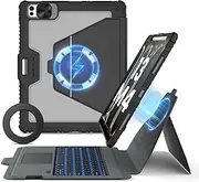 Nillkin iPad Pro 13 Inch Case with Keyboard (M4, 2024),iPad Pro 13 Magnetic Keyboard Case with iPad Wall Mount,Detachable Keyboard,Slide Camera Cover,Precise Trackpad,Black