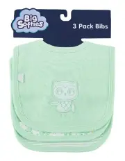 [Big Softies] Applique And Printed Bibs 3 Pack in Mint