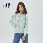 GAP 女裝 LOGO長袖帽T 冰淇淋系列 碳素軟磨法式圈織系列-淺綠色(506325)