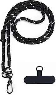 Cellphone Phone Lanyard Strap Wrist Lanyard Universal Adjustable Detachable Nylon Crossbody Cell Phone Lanyard Neck Strap with Hook Wrist Strap with Phone Patch for Most Smartphones (Black)