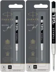 2 x BLACK Parker Gel Ballpoint Pen Refill Medium 0.7mm Factory Sealed Packs