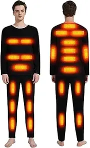[IMYOGI] Cozy Electric Heated Underwear Set, Men Women Thermal Underwears Tops and Pants 24 Areas Ski Motorcycle Heating Clothing