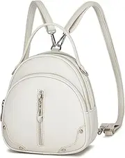 [Miss Lulu] Women's Handbag Mini Backpack Small Elegant City Backpack for Women Lightweight Travel Backpack with Removable Strap and 4 Zip Pockets, beige, S, Casual