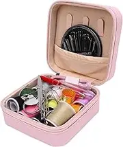 Depisuta Portable Leather Sewing Kit, Sewing Needle and Thread Set, Supplies Kit with Needles, Threads, Scissors, Pins for Repairing Clothes, Crafting Handmade Items