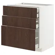 METOD / MAXIMERA base cb 3 frnts/2 low/1 md/1 hi drw, white/Sinarp brown, 80x60x80 cm