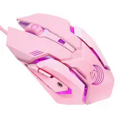 3200DPI Pink Game Office Mouse Girls Light-emitting Competition Cute Wired Gamer Gaming Mouse For PC Laptop Slience And Sound