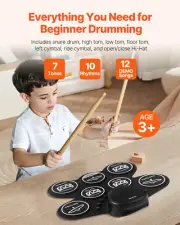 Electric Drum Set 7-Pad with Headphone Jack Pedals Speaker for Beginners & Kids