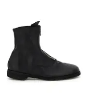 leather zip-front ankle boots 36,36.5 Black