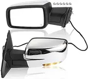 X AUTOHAUX Tow Mirrors, Trailer Towing Side Mirrors, for Dodge for Ram 1500 2009-2018, ABS Plastic, with Temperature Sensor, No.68147863AS, Silver Tone, 1pair