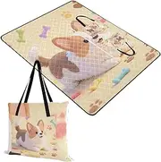 Yoogain Lake Day Essentials Portable Outdoor Outdoor Playmat for Outdoorsy Women Spring Gifts Chibi Animal Dog 60x80in