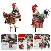 1pc Christmas Chicken Garden Insert Art Decoration Christmas Chicken Garden