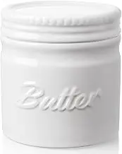 Butter Crock for Counter, DAYYET French Butter Dish, Ceramic Butter Keeper Crock with Water Line, Perfect Spreadable Consistency, Large Capacity for 1.5 Sticks, No More Hard Butter, White
