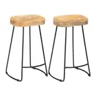 Gavin Bar Stools 2 Pcs Solid Mango Wood 45X40X62 Cm