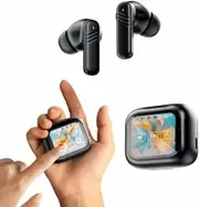 144+ Language Translator Wireless Earbuds Bluetooth Real Smart Translation With Touch screen Active Noise ANC Wireless Charging Case Color Black