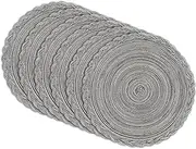 Aysbuzh Placemats, 6-Pack Dining Table Placemats, Round Woven Placemats, Exquisite Kitchen Decorative Table Mats for Dining Table Decoration, Dinner Wedding Decoration (Grey)