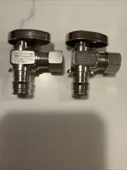 2 Uponor ProPEX Full-Port Angle Stop Valves 1/2” PEX 3/8”OD Comp Lead-Free F1960