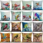 Painting Style Pillow Cover Bird Tree Branch Abstract Printed Cushion Covers