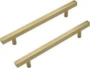 Drawer Handles Cabinet Pulls,5 Pack Gold Cupboard Handles Gold Bathroom Cabinet Handles - Stainless Steel Drawer Pulls Brushed Brass Cupboard Handles Sqaure Cabinet (Color : OneColor, Size : 160mm C
