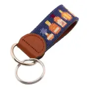 Bourbon Needlepoint Key Fob / Keychain - Hand-Stitched w/ Leather Backing