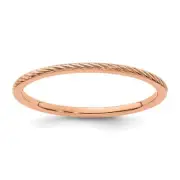 10K Rose Gold 1.2mm Twisted Wire Pattern Stackable Band Ring Size 7 for Women