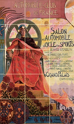 Mural Ceramic Art Salon Automobile Art Nouveau Bath Backsplash Decor Tile #625