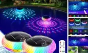 Floating Pool Lights Solar Powered with Remote, 7.6 Inch RGB Up and 2 White