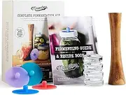 Masontops Complete Mason Jar Fermentation Kit - Pickle Kit, Sauerkraut Making Kit Kimchi Container - Fermentation Airlock Lids Wide Mouth Mason Jars