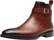 [Santimon] Men's Buckle Chelsea Boots Fshion Dress Boots Ankle Boots Formal Leather Shoes