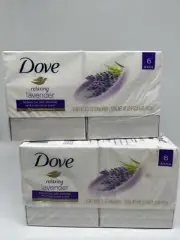 (2) Dove Relaxing Lavender Beauty Bar Lavender & Chamomile Scent 3.75oz 6 each