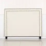 Bed Head Queen White Headboard Upholstery Fabric Studded Buttons