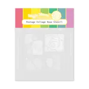 Waffle Flower Postage Collage - Rose Stencil