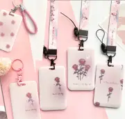 Rose Swipe Work Kpop Opal Card Holder Security ID Tag Hang Lanyard Strap Keyring