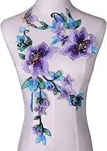 2pcs Purple Beautiful Flowers Embroidered Sewing Applique Patches (Style B)