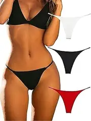 [Generic] Cotton Thongs for Women Sexy Seamless Woman G String Panties 3 Pack Set
