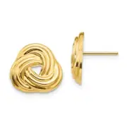 Madi K Kid's Earrings 14k Yellow Gold Solid Love Knot Post Back, 13 mm