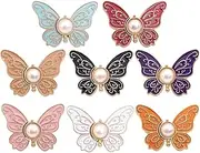 Snap Button Piins for Jeans - 8X Butterfly-Shaped Waist Tightener Buttons Piins | Jean Button Piins | Detachable Alloy Pants Clips | Adjustable No Sewing Clothing Accessories for Women Men Adults