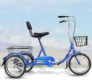 3 Wheels Tricycle Adult 3 Wheel Bike Tricycle Trikes 16 Inch Three Wheel Bikes High Carbon Steel Frame Adjustable Height Backrest Cruiser Bike with Large Shopping Basket for Seniors Women Men Cycling