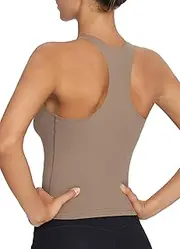 [baleaf] Nuleaf Women's Workout Tank Tops Built in Bra Racerback Longline Sports Bra Sleeveless Yoga Athletic Camisole