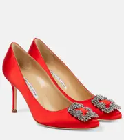 [Manolo Blahnik] Manolo Blahnik Hangisi 90 embellished satin pumps AU 6 red