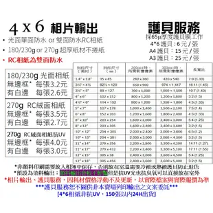 4x6 雙面防水 珍珠細絨面 RC 相紙相片輸出 270g 超厚紙材 4*6 照片輸出 2.3元起  洗相片.