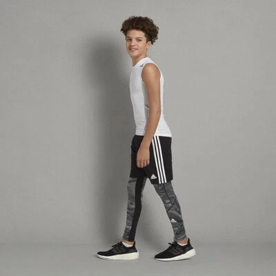 adidas Boys' Aeroready® Techfit Compression Pants Tights-Black Camouflage-Large