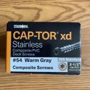 Cap-Tor xd Stainless Composite/PVC Deck Screws Warm Gray 2.5 Inches 100 Pieces