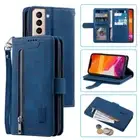 Samsung Galaxy S21 FE S22+5G Wallet Case,Leather Zipper Magnetic Flip Card Case