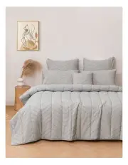 [Dreamaker] Lennox Chevron Comforter Set 6 Piece in Silver