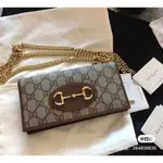 預購正品GUCCI GUCCI馬銜扣1955鏈帶銀包 621892 92TCG 8563