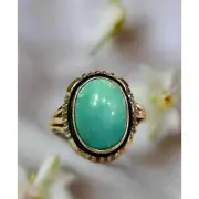 Light Green Kingman Turquoise Oval Sterling Silver Ring Size 10