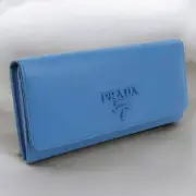 Used Prada Long Wallet With Double Fold Coin Purse Ladies Brand Saffiano Leather