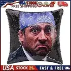 The Office Prison Mike Sequin Throw Pillow Cover Sequin Magic Pillow Case 16x16"