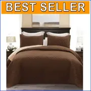 Soft Microfiber California King Quilt Bedding Set with Pillow Shams - Geometric