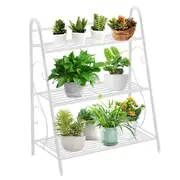 Metal Plant Stand 3 Tier Corner Rack Shelf Flower Pots Holder Inoor Outdoor white